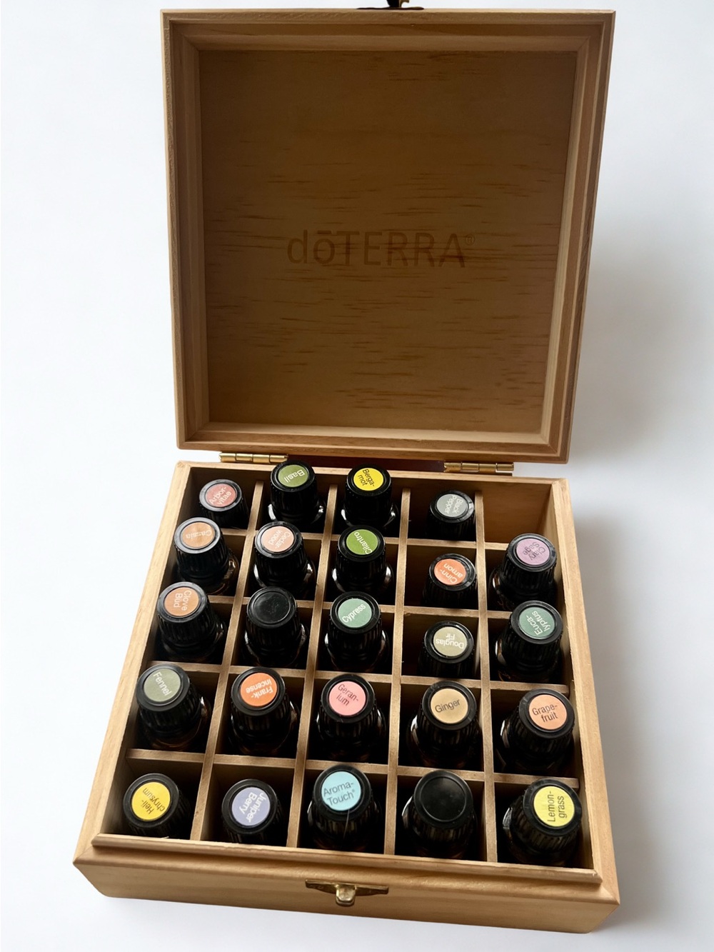 DoTerra Essential Oils Lot + Wooden Storage Box | 24 Oils | Starter Kit Bundle